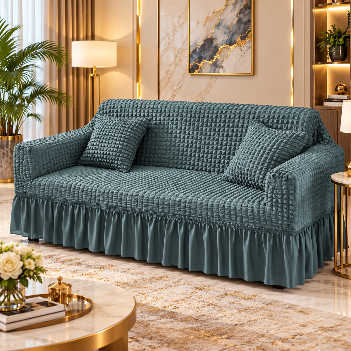 BUBBLE MESH QUILTED SOFA COVER #027