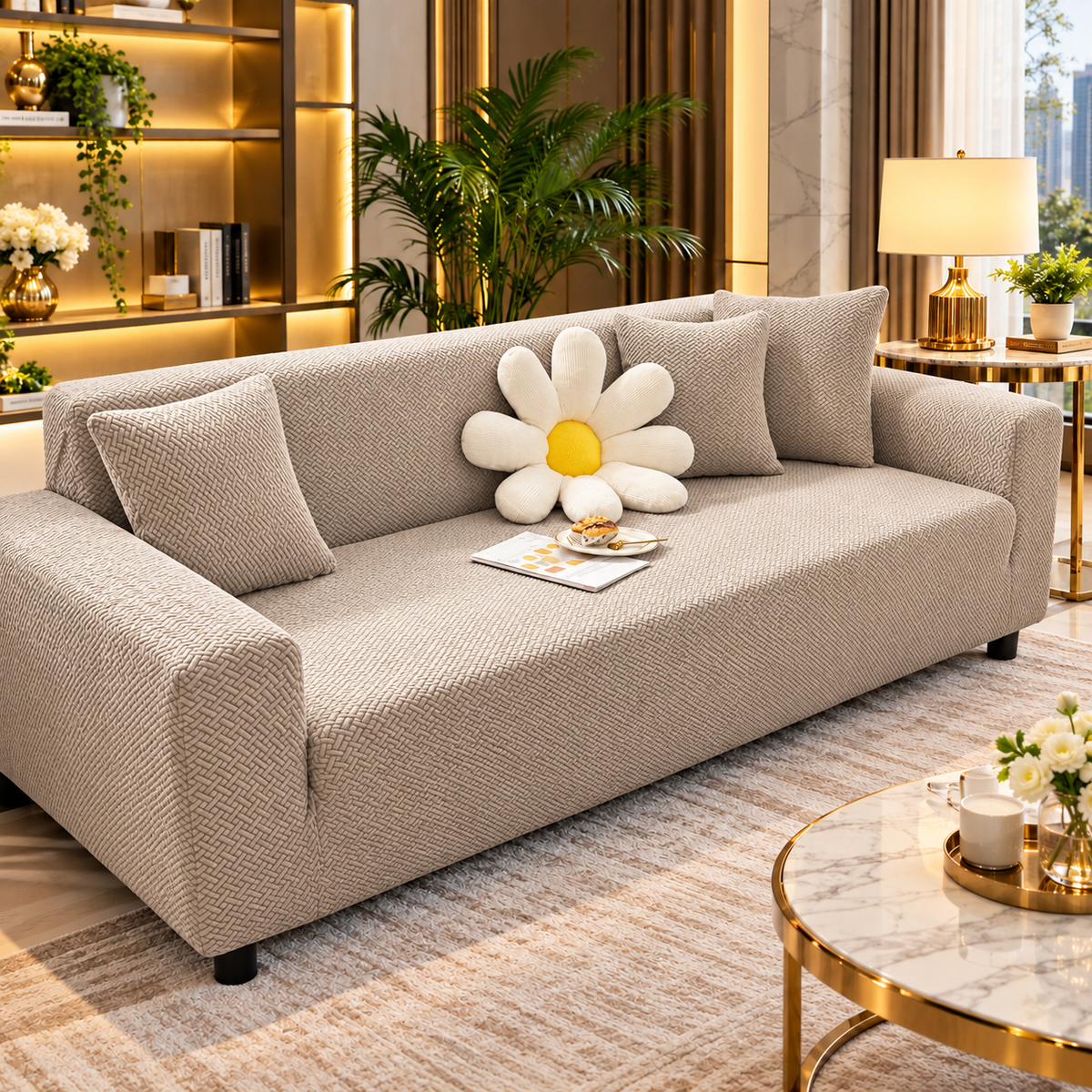 JECQUARD MESH QUILTED SOFA COVER #041