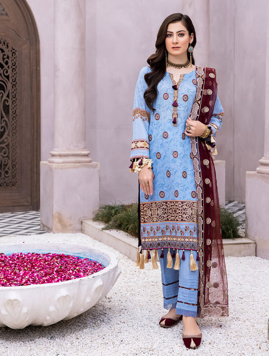 3 Piece Unstitched Lawn Suit KNE-1372 Khas Lawn 22 - Volume 9 (Sawera) FASUNSLAD 