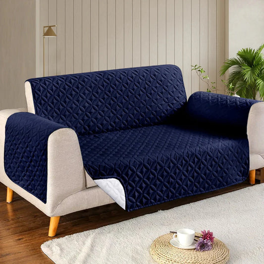 Microfiber Quilted Sofa Cover - Blue 358