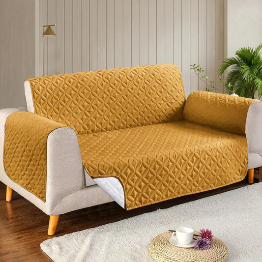 Microfiber Quilted Sofa Cover - Yellow 363