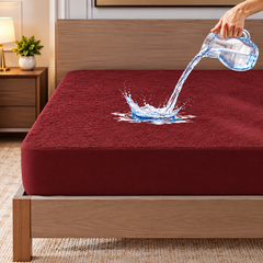 Terry Towel Plain Waterproof Mattress Protector with Elastic Fitting