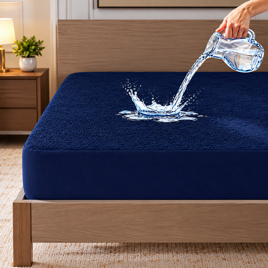 Terry Towel Plain Waterproof Mattress Protector with Elastic Fitting