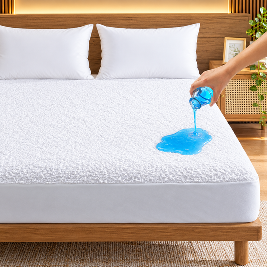 Terry Towel Plain Waterproof Mattress Protector with Elastic Fitting
