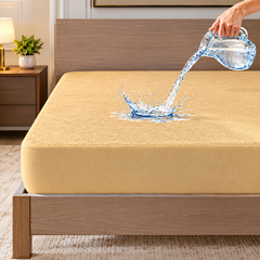 Terry Towel Plain Waterproof Mattress Protector with Elastic Fitting