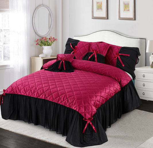 SWEET VELVET FULLY QUILTED  FANCY FRILL SET